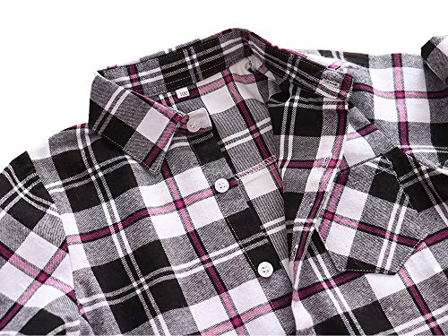 2 Cotton+Sleeve+Button+Plaid+Flannel