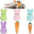 FOIMAS Easter Catnip Toys,6pcs Bunny Carrot Cat Teething Chew Plush Toys for Pet Easter Presents Relieve Stress Cat Lovers Gifts Kitty Toys Cat Teething Chew Toy