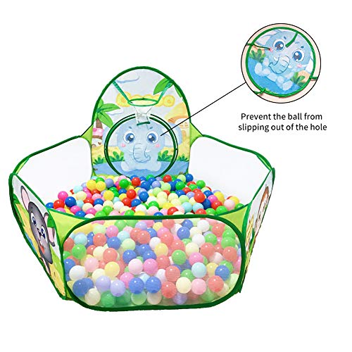 LOJETON 3pc Kids Play Tent, Tunnel & Ball Pit with Basketball Hoop for Boys, Girls and Toddlers - Indoor/Outdoor Use Pop Up Tent