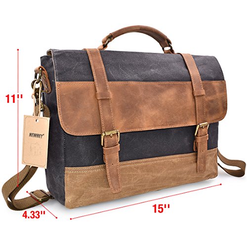 Canvas Leather Computer Messenger Bag Mens Laptop Briefcase Waterproof