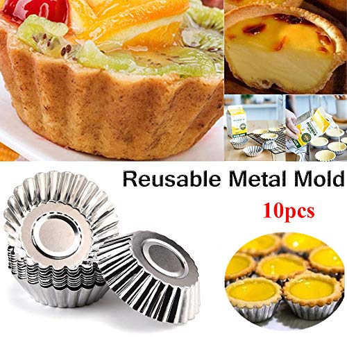 10Pcs Egg Tart Mold Baking Cups Tins, Pie Pans, Muffin Baking Cups