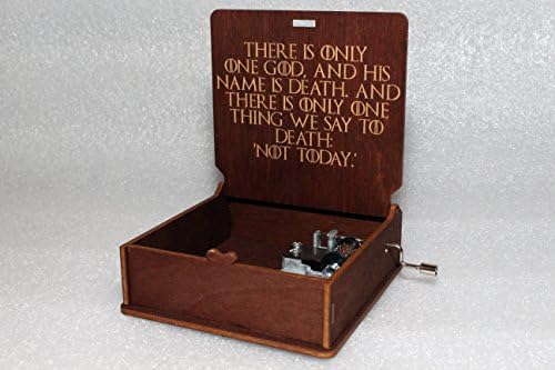 Game Of Thrones Music Box - There Is Only One God And His Name Is Death - Engraved Wooden Box - "Game Of Thrones Theme" - Wolf Stark Lannister Dragon - Hand Crank Movement