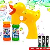 Toysery Duck Bubble Shooter Gun Toy - Lightweight Premium Quality Bubble Gun with Sound and Music - Bubble Blaster with Thousands of Colored Bubbles for Kids - Battery Operated Bubble Blower Gun