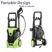 Flagup 3000 PSI Electric Pressure Washer, High Pressure Washer, Professional Washer Cleaner Machine with 5 Interchangeable Nozzles, 1800W Rolling Wheels,1.80 GPM