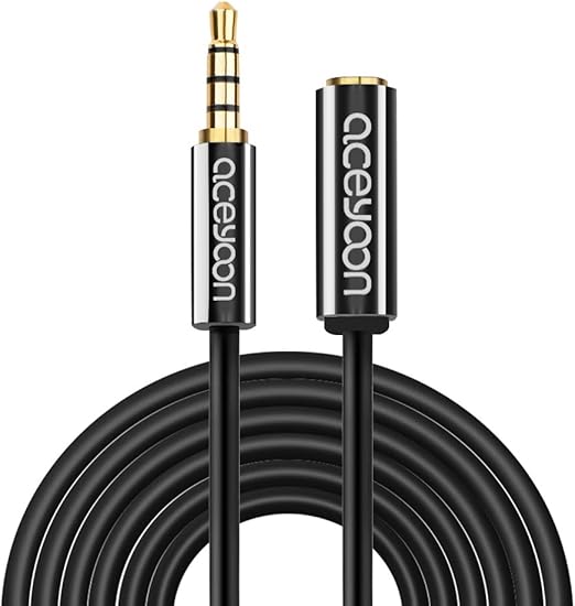 aceyoon TRRS Extension 16ft 3.5mm AUX Headphone Jack Extender 4 Pole Male to Female Long