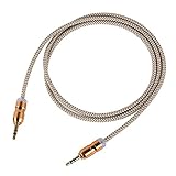 Asamoom 3.5mm Aux Cable Male to Male Stereo Audio Cable (1m) for Headphones iPods iPhones iPads Speaker Car Stereos (Golden)