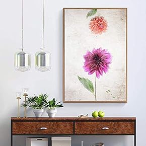 Floating Framed Canvas Wall Art for Living Room, Bedroom Vintage Flower Abstract Colorful Painting Canvas Prints for Home Decoration Ready to Hang - 16x24 inches