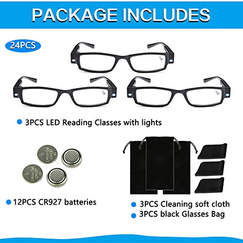 Reading Glasses with Light Bright LED Readers with Lights Reading