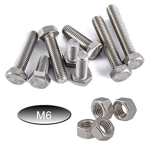 newlng M6 304 Stainless Steel Nuts and Bolts, Hex Flat Head Cap Bolts