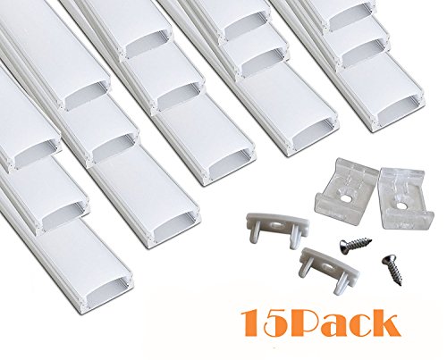 Muzata 15-Pack 3.3ft/1Meter 9x17mm U Shape LED Aluminum Channel System With Cover, End Caps and Mounting Clips Aluminum Profile for LED Strip Light Installations, Led Lights Diffuser Segments - Thumbnail 4
