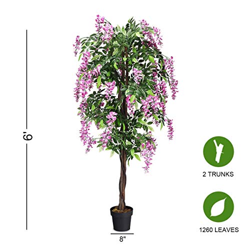 SAFEPLUS 6ft Ficus Artificial Fake Trees for Indoor or Outdoor Décor