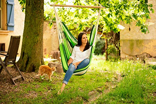 AMAZONAS - XL Hängesessel Brasil | Hängesessel ohne Gestell mit großer Sitzfläche, handgefertigt in Brasilien | Belastbar bis 150 kg; Sitzfläche 1,6m x 1,3m; Stablänge 1,1m | Farbe: Oliva – Bild 5