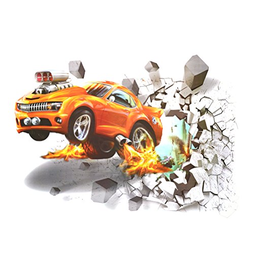 YiiYYaa 3D Self-adhesive Breakthrough-the-Wall Wall Stickers Boys Teens Kids Children Room Wall Art Murals Poster Cool Wall Decoration