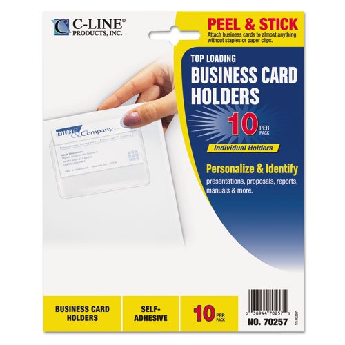 SelfAdhesive Business Card Holders, Top Load, 31/2 x 2