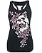 FISACE Women's Skull Print Hollow Out T-Shirt Crew Neck Sleeveless Plus Size Tank Top