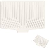 Large Premium Silicone Dish Drying Mat for Kitchen Counter - 18.5"x13" Non-Slip, Heat-Resistant (450°F) with Fast Drain & Hanging Hole, Multi-Use Kitchen Sink Drying Mat (Cream White)