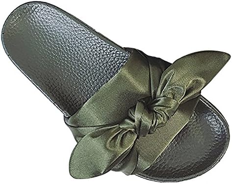 VOLOER Teen-girl's Women's Satin Bow Tie Slide Sandals Casual Shoes Fashion Summer Slippers