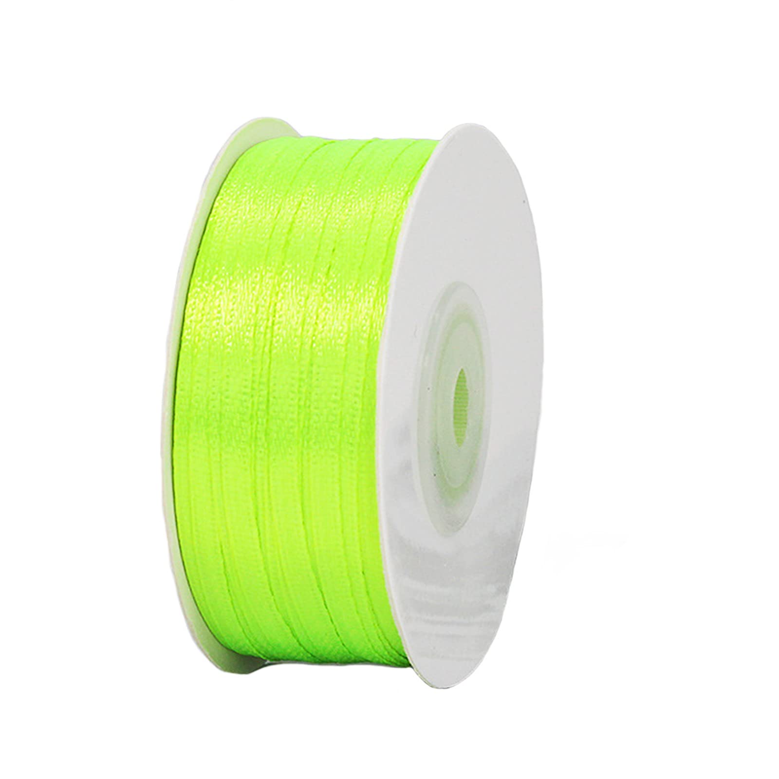 3mm Fluorescent Green Ribbon for Gift Wrapping,91m Fabric Thick Satin Ribbon Green Bow for Gift Wrapping,Ribbons for Balloons,Crafting,Bouquets,Wedding, Car,Presents,Cake,Christmas Party Decorations