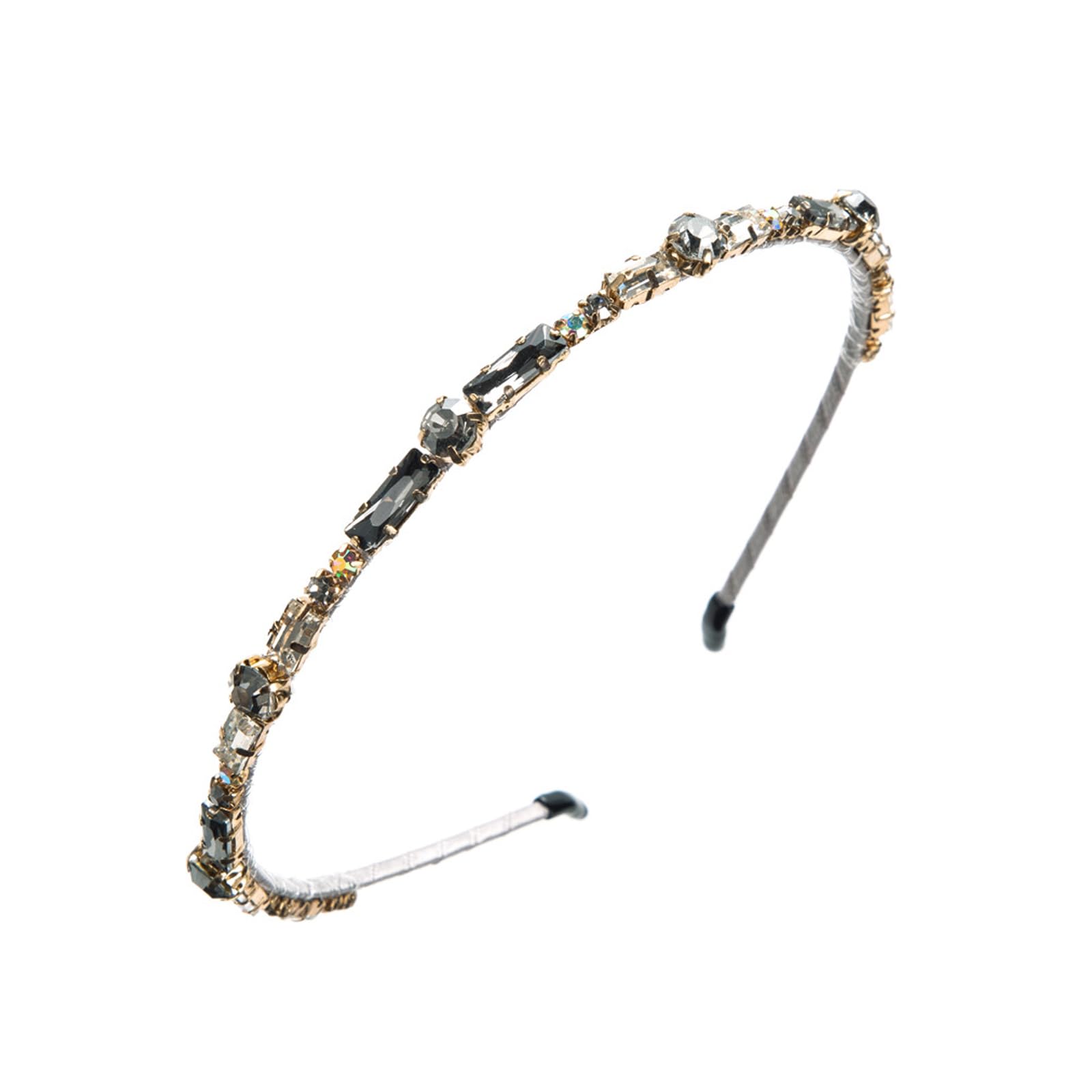 Qiwenr Crystal Headband, Crystal Side Headband, Pink Rhinestone Hair Bands, Great Headpiece for Prom, Party