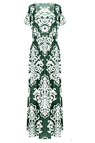 G2 Chic Women's Lace Tribal Spring Summer Jersey Maxi Dress(DRS-MAX,GRNA9-2X)