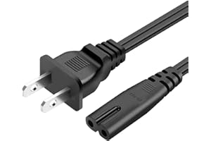 TL-JIYPU 5FT AC Power Cord for Samsung LG TCL Sony Toshiba, 2-Slot AC Wall Plug 2 Prong Cable for HP Dell Asus Acer Laptop Ch