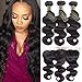 QTHAIR 12A Brazilian Body Wave Bundles with Frontal Closure(16 18 20+14,Natural Black)100% Unprocessed Brazilian Human Hair Bundles with Ear to Ear 13x4 Frontal with Baby Hair Brazilian Virgin Hair