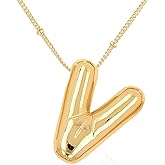 DIOWUS Bubble Letter Necklace For Women,Dainty Balloon Initial Necklaces 18k Gold Plated Chain Pendant Alphabet Necklaces For Girlfriend Charm Simple Gift Jewelry