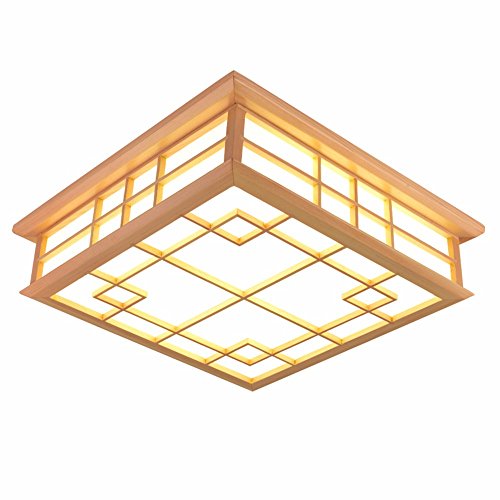 Japanese solid wood LED ceiling lamp living room restaurant bedroom tea room ceiling lamp, 45 45 12cm