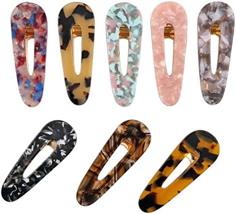 8 Pieces Water Drop-Shaped Acrylic Resin Hair Clips