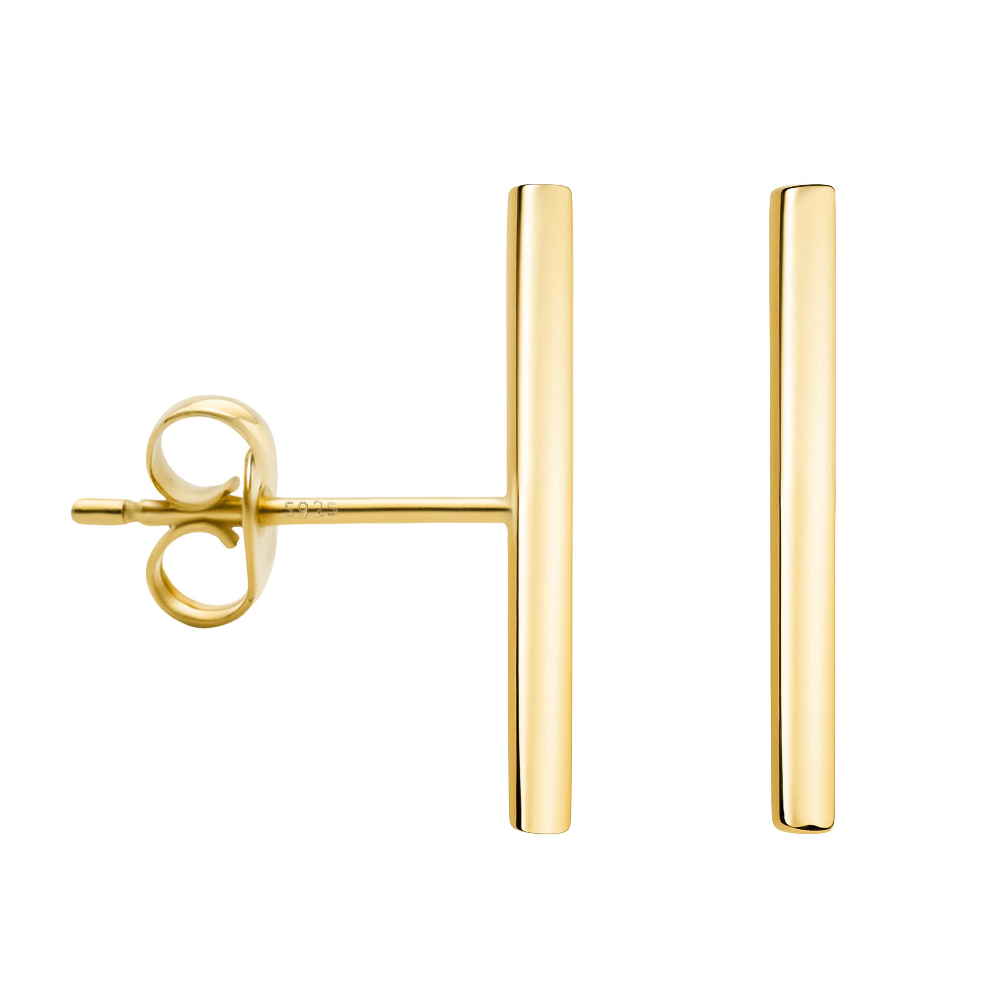 SOFIA MILANI - Women's Earrings 925 Silver - Gold Plated - Plain Bar Stud Earrings - 20574
