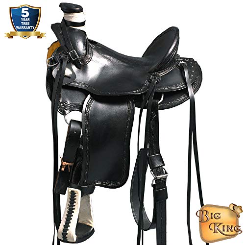 HILASON 15 in Western Horse Wade Saddle Leather Ranch Roping Black