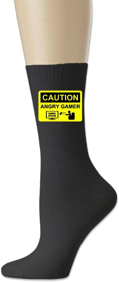 IAYAYO Caution Angry Gamer Cotton Crew Socks