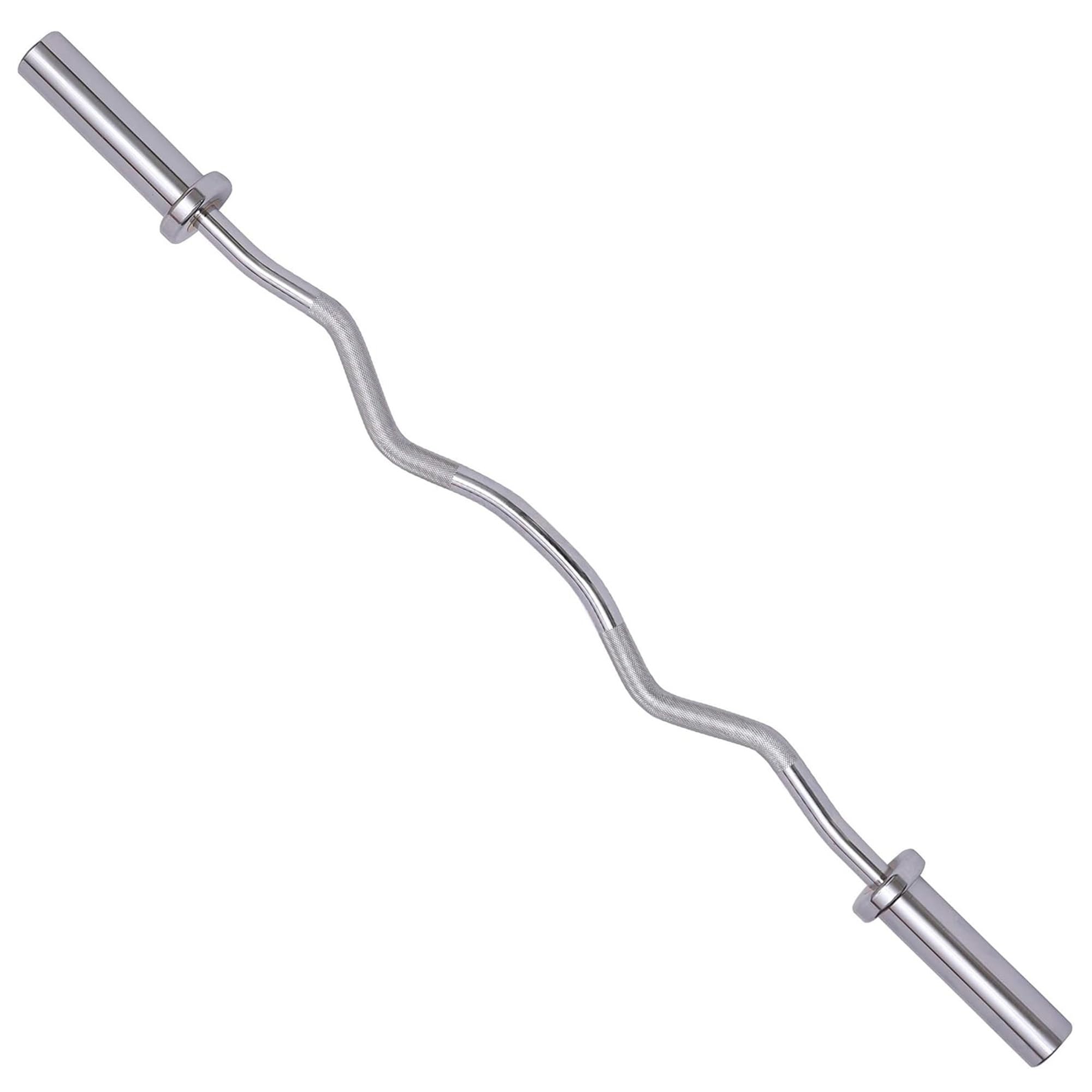 Photo 1 of Fitvids Olympic EZ Curl Barbell Bar 47", 2-Inch Curl Bar for Weight Lifting, Hip Thrusts, Squat, Biceps-Home Gym Weight Bars, Chrome Curling Bars for 2 Inch Weight Plates