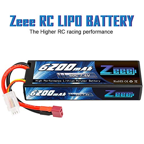 Zeee 7.4V 60C 6200mAh 2S RC Lipo Battery Hardcase with Deans Connector for RC Vehicles Car Truck Truggy Boat(2 Pack) – Bild 6