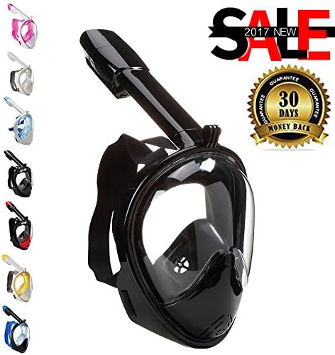 Panoramic Full Face Diving Masks Design Snorkel Mask Anti-fog Dry Good View Black L/XL