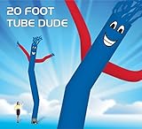 20 Foot Fly Guy - Inflatable Dancer Tube Man - Sky Puppet Dancing Balloon. Fits all 18 inch fans. Blue Body with Red Arms - Fabric Only