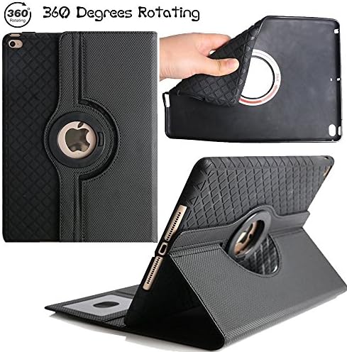 2017 iPad Pro 12.9 Soft TPU Protective Cover,iPad Pro Case 12.9'' 2017, Sammid PU Leather 360 Degrees Rotating Case for 2017 iPad Pro 12.9 - Black