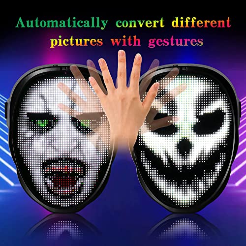 Funle Led Mask Light Up Mask for Adults with Bluetooth Programmable ...