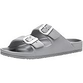 Temi Women's Wide Width Slide Sandals with Adjustable Double Buckles & Medium Arch Support - Comfort Summer Beach Pool EVA Slides for Women