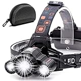 Cobiz Headlamp Flashlight USB Rechargeable - LED Brightest High 6000 Lumen Work Headlight,IPX4 Waterproof & 18650 Flashlight with Zoomable Work Light,Head Lights for Camping, Hiking, Outdoors,Fishing
