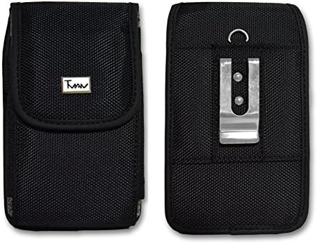 Huawei Mate 8 NXT-TL00( Plus Size) Vertical [Rugged Series] Black Carrying Heavy Duty Nylon Pouch Case *fits the Phone + Mophie Juice Pack/ Extended Battery/Otterbox Case on it