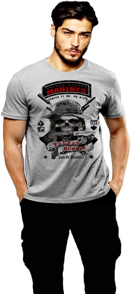 USMC T-Shirt Marine Infantry Machine Gunner Recon Grey