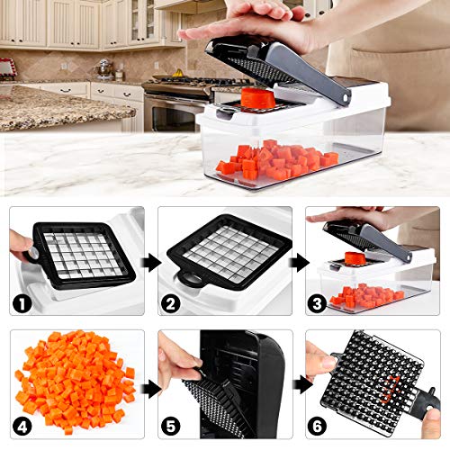 Vegetable Chopper, TATUFY 10 in 1 Mandoline Slicer Food Chopper Cuber Cutter Onion Dicer, Veggie Slicer Manual for Garlic, Cabbage, Carrot, Potato, Tomato, Fruit, Salad