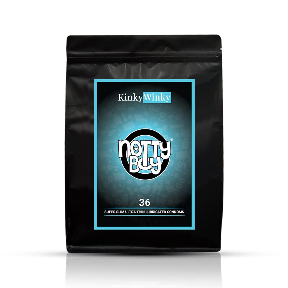 NOTTY BOY Ultra Thin Lubricated Condoms for Men – Pack of 36 | Super Thin Close Fit Design with Individual Disposable Pouches