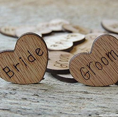 Pickled Chicken Wedding Table Confetti Rustic Vintage Shabby Chic Engraved Wooden Hearts Mr Mrs Bride Groom (100)