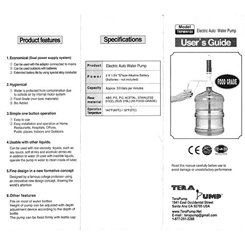 TeraPump TRPMW100 Battery Drinking Water Pump [Excluding Glass] - Thumbnail 7