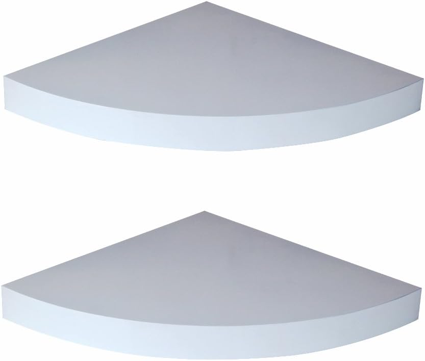LOYOKI Corner Shelf, Wall Mounted Floating Shelves, Retro Storage Display Shelf Set of 2 (White)