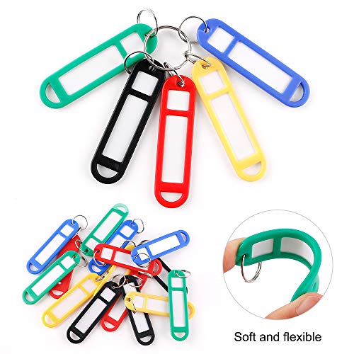 15PCS Plastic Key Tags with Split Ring Label Window