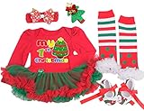 CAKYE Baby Girls' Christmas Outfits Infant Newborn 5PCs Santa Tutu Dress Set