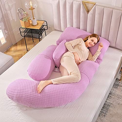 Cqing G Shape Pregnant Pillow, Woman Side Sleeper Support Removable Multifunctional Waist Support Quiet and Comfortable Ergonomic Maternity Pillow,E